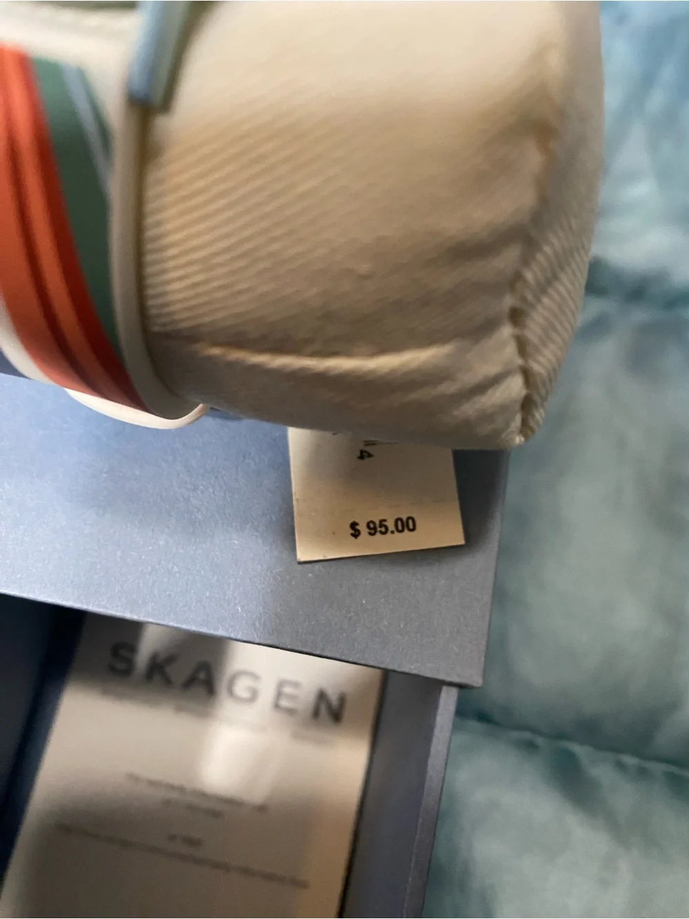 New Skagen Multicolor Stripe Dial and Strap Watch Retail $95